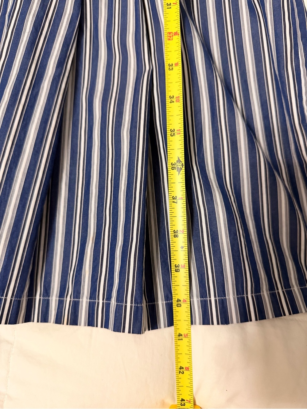 Brooks Brothers Navy/White Striped Button Front dress with pleats - Size 12 - Picture 7 of 8
